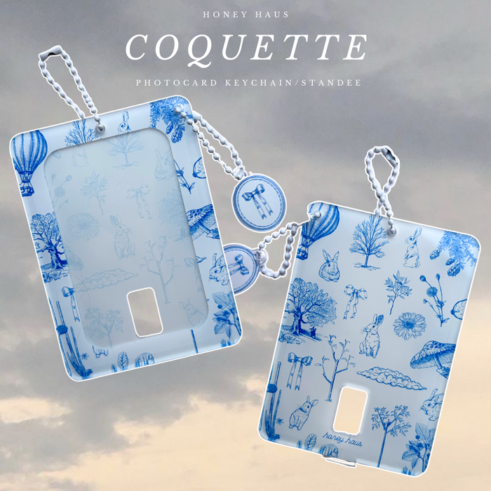 Blue Coquette Acrylic Photocard Holder with Bow Charm