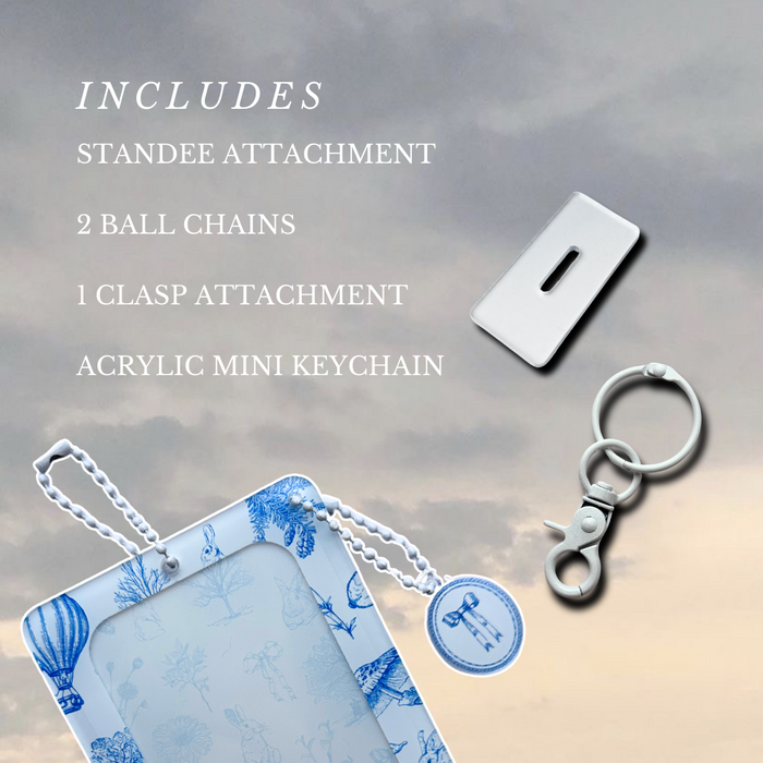 Blue Coquette Acrylic Photocard Holder with Bow Charm